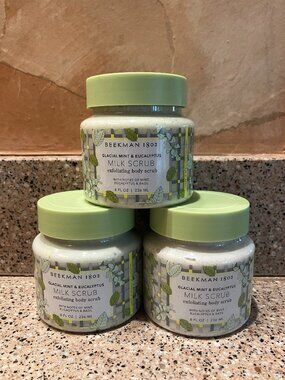 Beekman 1802 Glacial Set of 3  Glacial Mint & Eucalyptus Milk Scrubs!!! Sealed